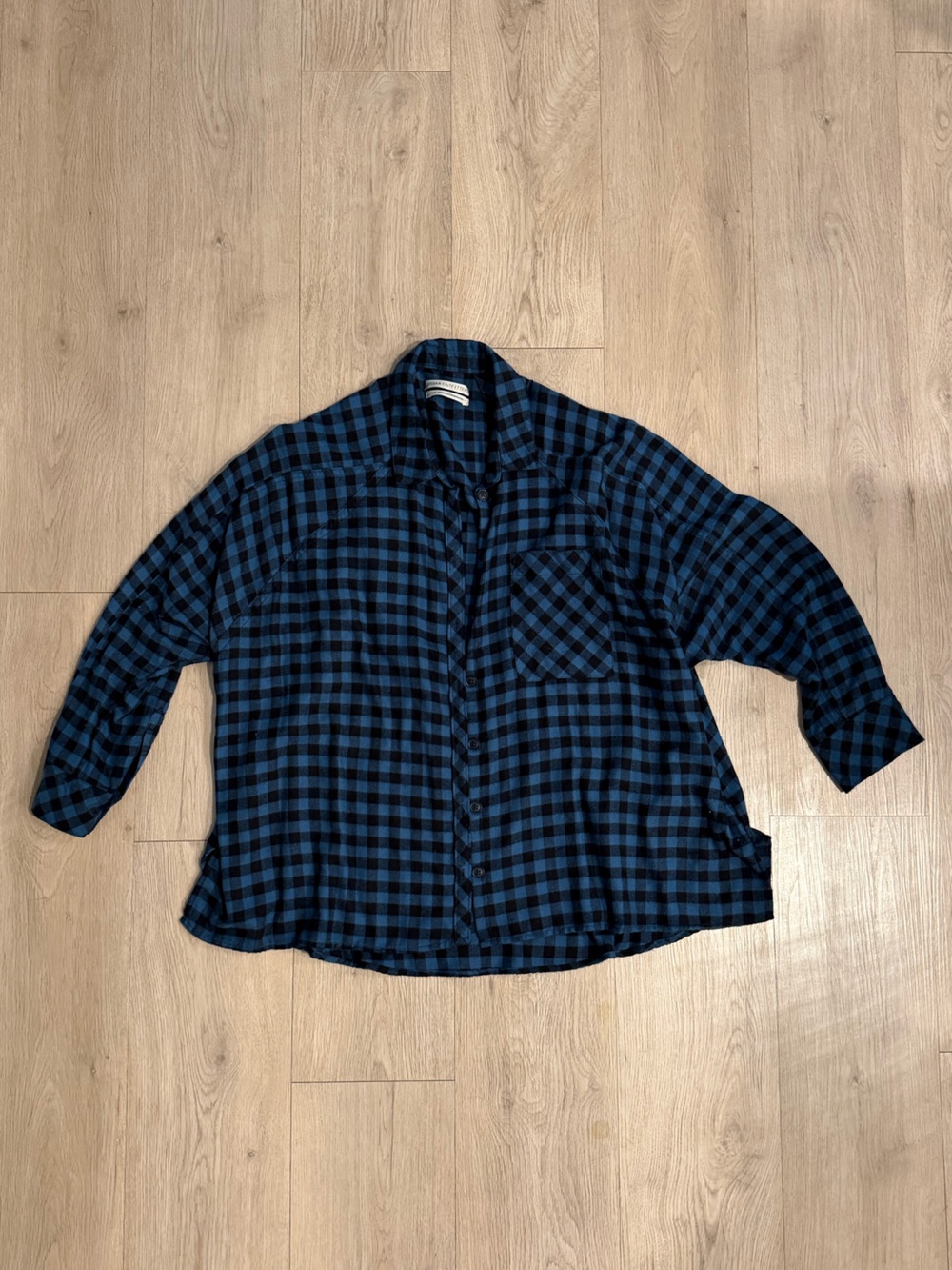 NWOT Urban Outfitters Blue and Black Check Flannel Button Up Shirt